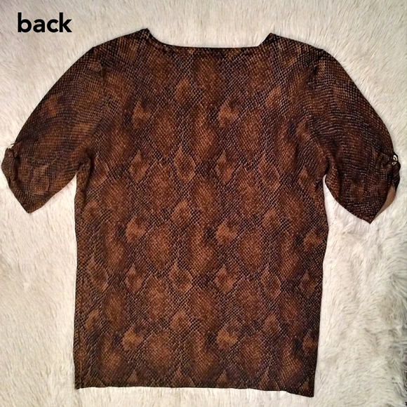 1/2 Sleeve Knit Python Print Top by WHBM - Picture 4 of 8